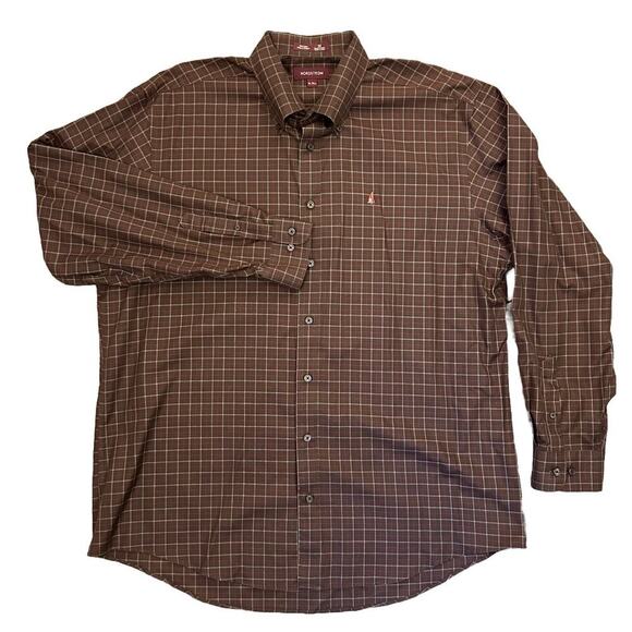 Nordstrom Men’s Brown Long Sleeves Shirt Button Down Cotton Logo Size XL Tall - Picture 1 of 10